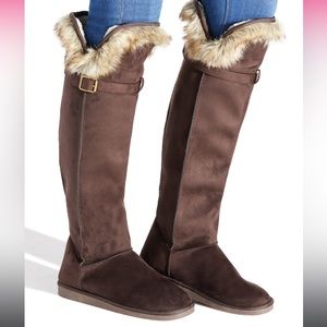Knee High Fuzzie Flat Boot